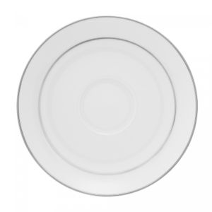 Conjunto 6 Xícaras de Chá de Porcelana com Pires e Borda Prateada Mônaco Branco 220ml - Wolff