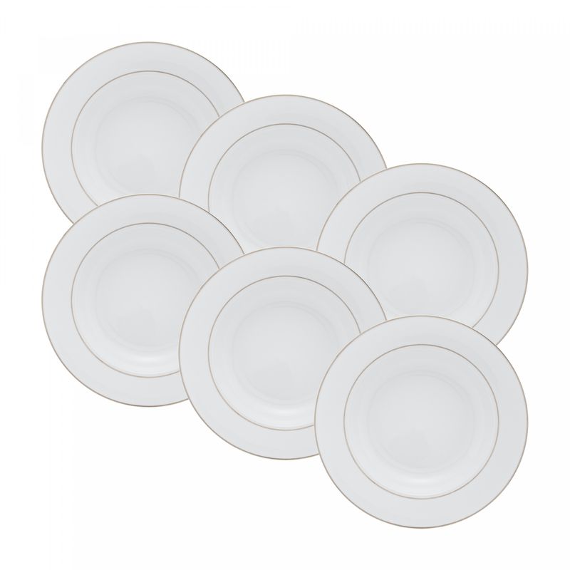 Conjunto-6-Pratos-Fundos-de-Porcelana-com-Borda-Prateada-Monaco-Branco-215cm-x-35cm-Wolff