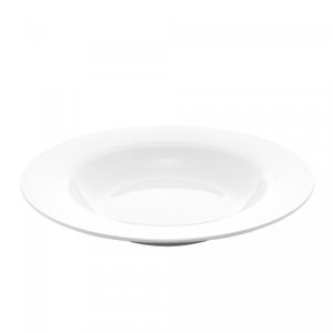 Conjunto 6 Pratos Fundos de Porcelana com Borda Prateada Mônaco Branco 21,5cm x 3,5cm - Wolff