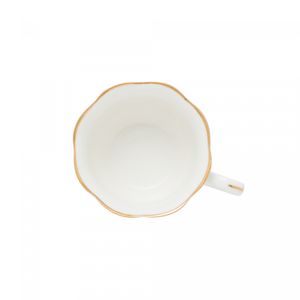 Conjunto 6 Xícaras de Café de Porcelana com Pires Maldivas Branco com Fio de Ouro 80ml - Wolff