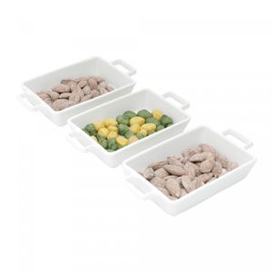 Conjunto 3 Petisqueiras de Porcelana 16cm x 3cm x 8cm - Wolff