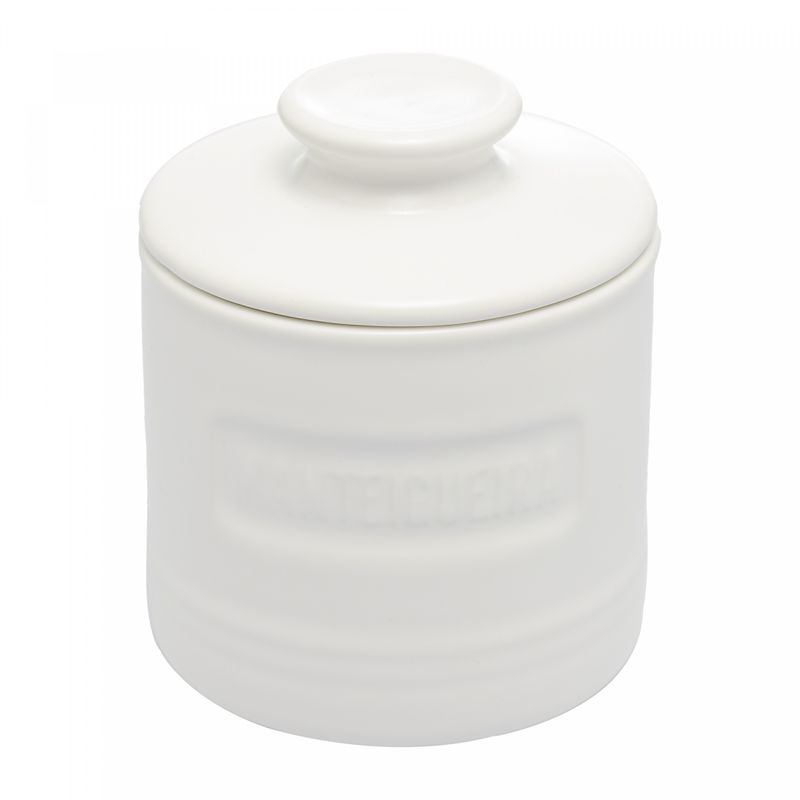 Manteigueira-Francesa-de-Ceramica-com-Tampa-Branca-Matte-8cm-x-8cm-x-9cm-Wolff