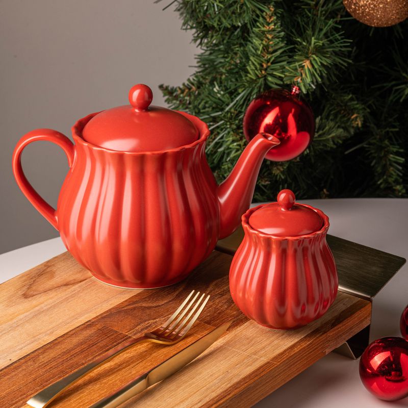 Bule-de-Cha-de-Porcelana-Petala-Vermelho-Matt-950ml-Wolff