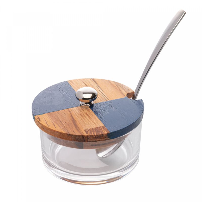 Acucareiro-de-Vidro-com-Tampa-de-Teca-Cheschire-9cm-x-7cm-Wolff-Craft