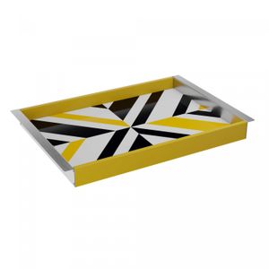 Bandeja de Mdf com Alça de Aço Inox Allegory 45cm x 30cm x 5cm - Woodart