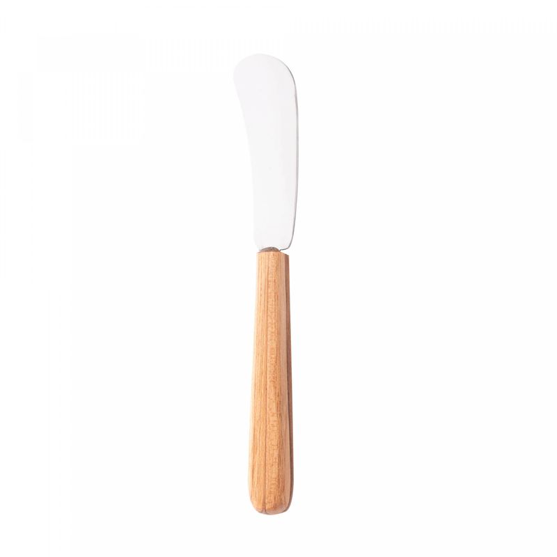 Conjunto-4-Talheres-para-Petiscos-de-Aco-Inox-com-Cabo-de-Madeira-Teca-15cm-x-15cm-Woodart
