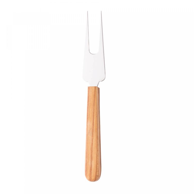 Conjunto-4-Talheres-para-Petiscos-de-Aco-Inox-com-Cabo-de-Madeira-Teca-15cm-x-15cm-Woodart