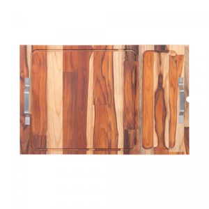 Carrinho para Churrasco de Aço Inox e Madeira Teca com Tábua Removível 70cm x 40cm x 100cm - Woodart- Craft
