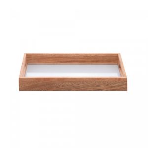 Bandeja de Cerejeira com Vidro 38cm x 23cm x 5cm - Wolff Craft