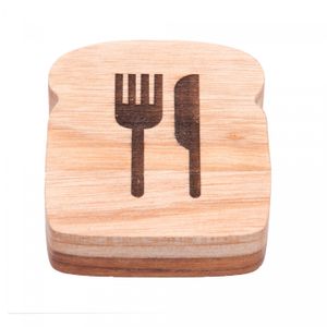 Conjunto 4 Descansos para Talheres de Madeira Teca 7,5cm x 7cm x 2cm - Wolff Craft