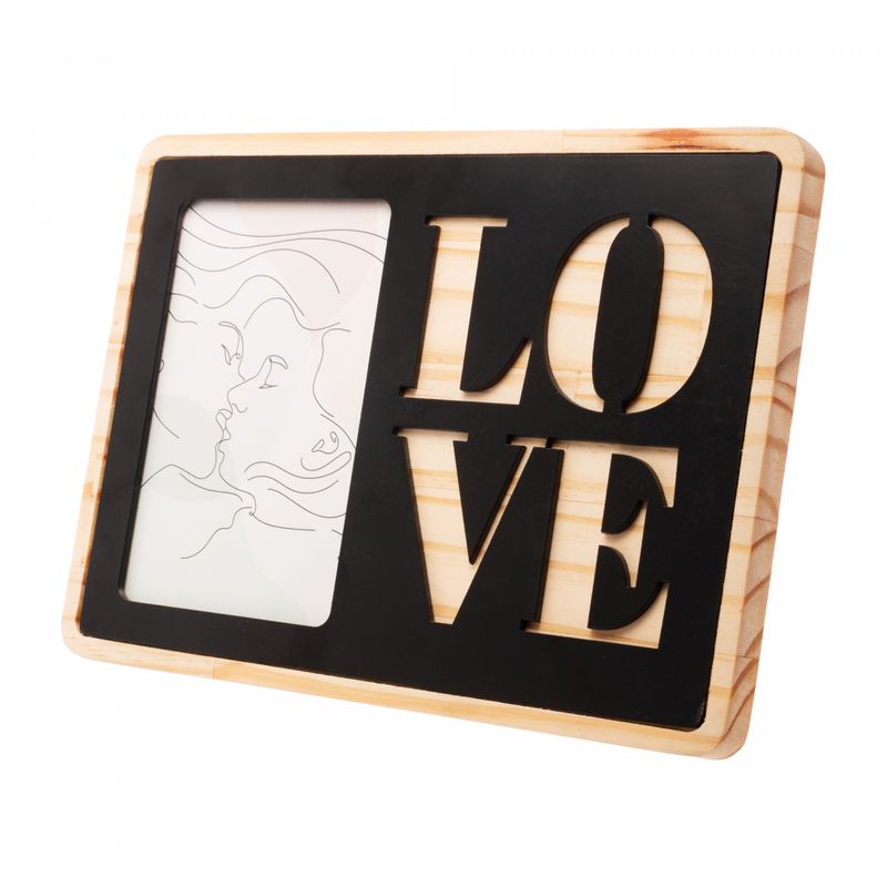 Porta-Retrato-de-Madeira-Pinus-Laqueado-Namorados-Preto-26cm-x-11cm-x-18cm-Woodart