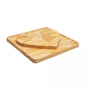 Jogo Quebra Cabeça Decorativo de Madeira Pinus Coração Namorados 24cm x 24cm x 3,5cm - Woodart