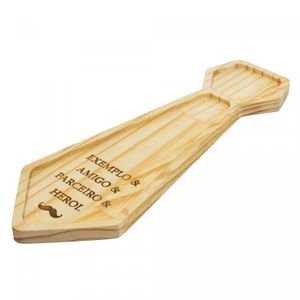 Petisqueira Gravata de Madeira Pinus Dia dos Pais 39cm x 13cm x 1,5cm - Woodart