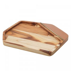 Petisqueira de Madeira com Friso Teca Vermont Terracota 30cm x 20cm x 2cm - Wolff Craft