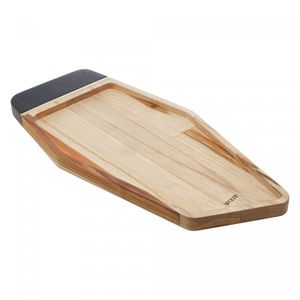 Petisqueira de Madeira com Friso Teca Vermont Black 40cm x 18cm x 2cm - Wolff Craft