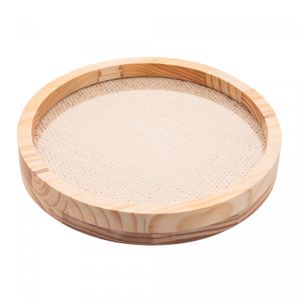 Bandeja Redonda de Madeira com Sisal Pinus 28cm - Woodart