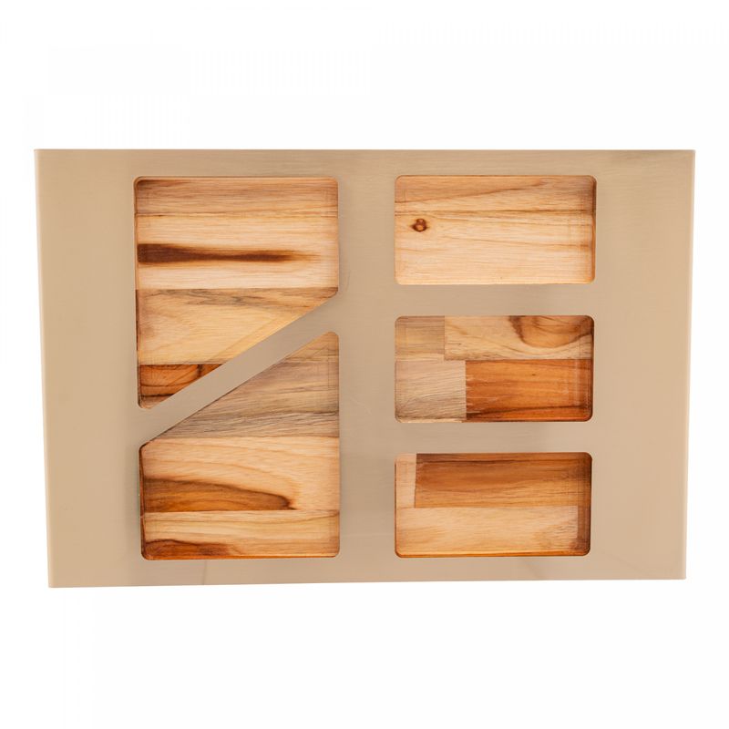 Petisqueira-de-Madeira-com-Aco-Inox-Teca-Champanhe-455cm-x-30cm-Wolff-Craft