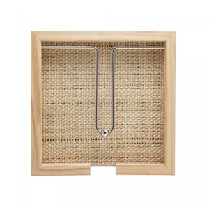 Porta Guardanapo de Madeira com Fundo Sisal e Aramado com Clipe Pinus 21cm x 21cm x 4cm - Woodart
