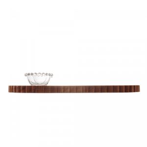 Tábua de Madeira com 2 Bowls em Cristal Liptus 42cm x 25cm x 4cm - Woodart
