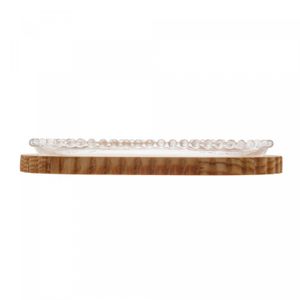 Suporte de Madeira Com Travessa Em Cristal Pinus 25,5cm x 14,5cm x 3,5cm - Woodart