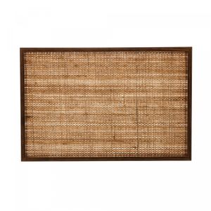 Bandeja de Madeira Coquinho com Sisal Natural 45cm x 30cm x 4cm - Woodart
