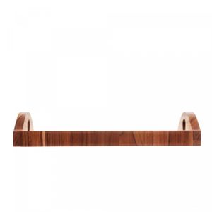 Bandeja de Madeira com Espelho Teca Coração Black 36cm x 23cm x 7cm - Woodart