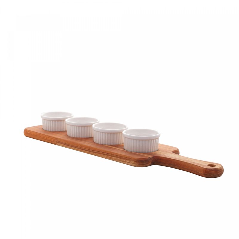 Tabua-de-Madeira-Teca-com-4-Petisqueiras-em-Porcelana-48cm-x-13cm-x-5cm-Wolff-Craft