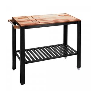 Carrinho de Madeira com Apoio para Churrasco Black 102cm x 45cm x 92cm - Woodart