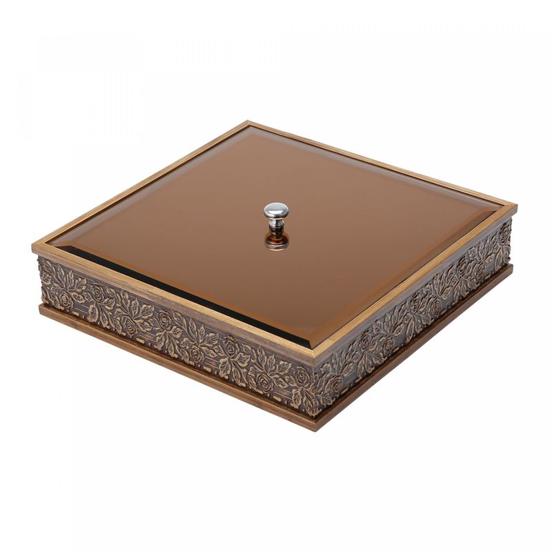 Caixa-de-Madeira-com-Tampa-em-Vidro-Bisote-Acobreado-Flores-26cm-x-26cm-x-75cm-Woodart