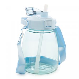 Garrafa para Água de Policarbonato com Adesivo e Alça Dupla Azul 1200ml - Lyor