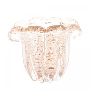 Vaso de Vidro Italy Dourado 17,5cm x 14,5cm x 16cm - Lyor