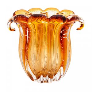 Vaso Italy de Vidro Âmbar 17cm x 14cm x 16cm - Lyor