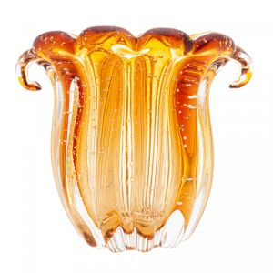 Vaso Italy de Vidro Âmbar 17cm x 14cm x 16cm - Lyor