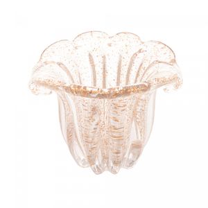 Vaso de Vidro Italy Dourado 15,5cm x 12cm x 12,5cm - Lyor
