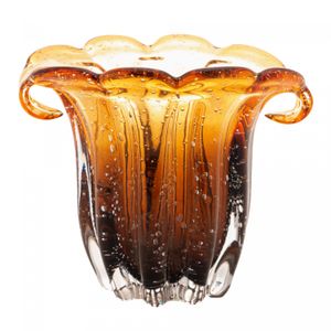 Vaso de Vidro Italy Âmbar e Marrom 16cm x 14,5cm x 13,5cm - Lyor