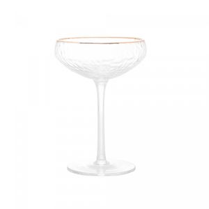 Conjunto 2 Taças de Cristal Coupe Martelado com Fio de Ouro Petra - Lyor