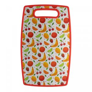 Tábua para Corte de Plástico Fruits Vermelha 37cm x 23cm x 1cm - Lyor