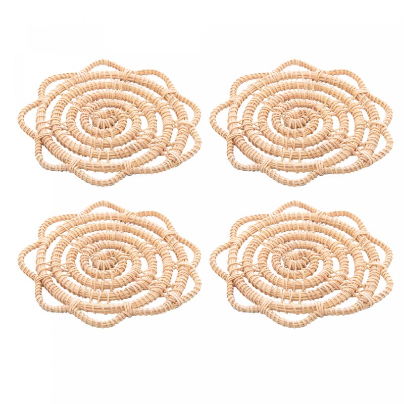 Conjunto-4-Porta-Copos-de-Fibra-Natural-Flor-Palm-10cm-Lyor