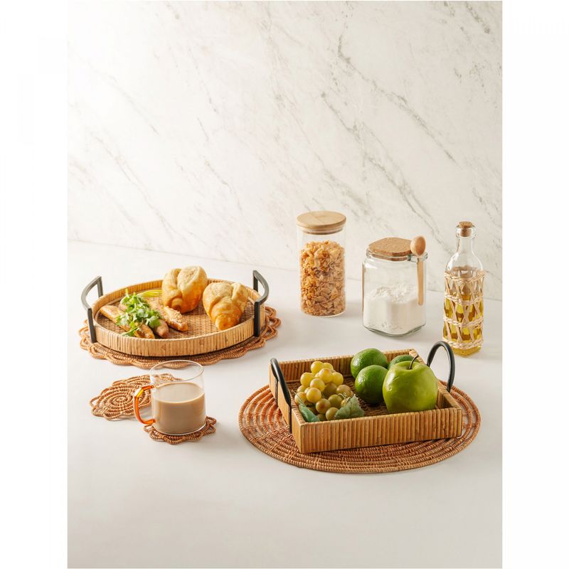 Conjunto-4-Porta-Copos-de-Fibra-Natural-Flor-Palm-10cm-Lyor