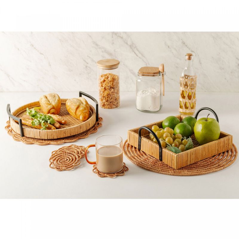 Conjunto-4-Porta-Copos-de-Fibra-Natural-Flor-Palm-10cm-Lyor