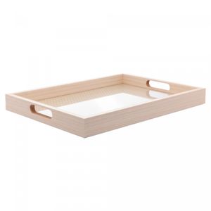 Bandeja Retangular de Mdf com Fundo Tressê 41,5cm x 4cm x 31,5cm - Lyor