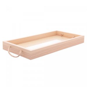 Bandeja Retangular de Mdf com Fundo Tipo Palha e Alça 41,5cm x 4cm X 21,5cm - Lyor