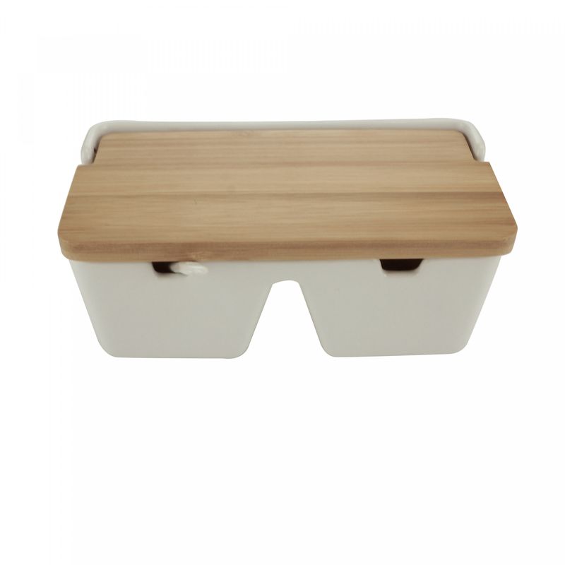 Saleiro-de-Mesa-com-2-Divisorias-de-Ceramica-e-Tampa-de-Bambu-e-Colher-Bianco-20cm-x-9cm-Lyor