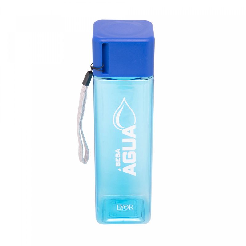 Garrafa-Squeeze-Quadrada-de-Poliestireno-Translucida-Azul-450ml-Lyor