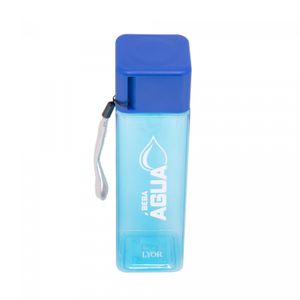 Garrafa Squeeze Quadrada de Poliestireno Translúcida Azul 450ml - Lyor