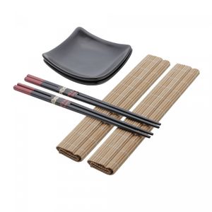 Conjunto 6 Peças para Sushi de Bambu e Cerâmica Sendai - Lyor