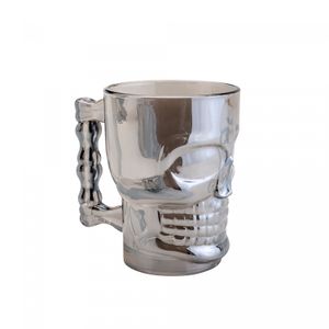 Caneca para Chopp e Cerveja de Vidro Caveira Rock Style Cinza 510ml - Lyor