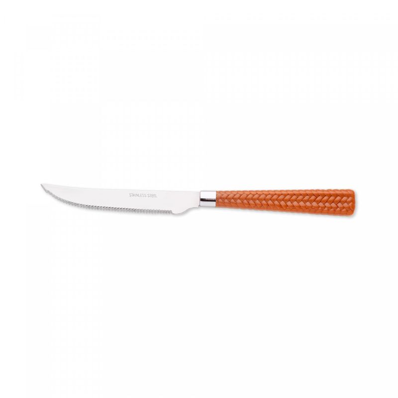Conjunto-6-Facas-de-Churrasco-de-Aco-Inox-com-Cabo-de-Plastico-Rattan-Marrom-22cm-Lyor