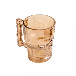 Caneca para Chopp e Cerveja de Vidro Caveira Rock Style Âmbar Metalizado 510ml - Lyor