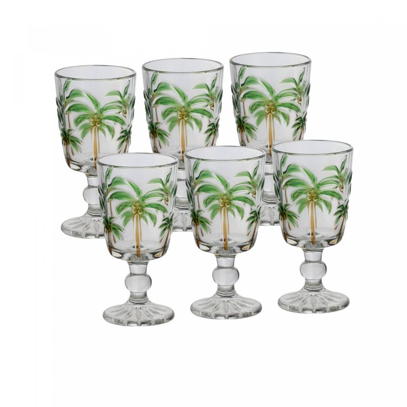 Conjunto-6-Tacas-de-Agua-de-Vidro-Tropical-Palm-Hand-Painting-310ml-Lyor